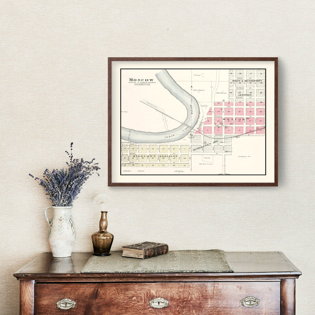 Vintage Map of Moscow, Iowa 1899