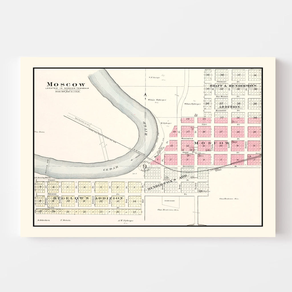 Vintage Map of Moscow, Iowa 1899