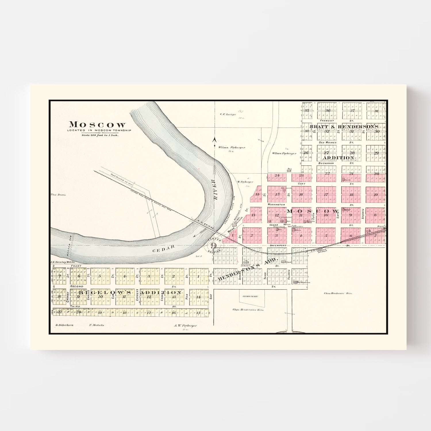 Vintage Map of Moscow, Iowa 1899