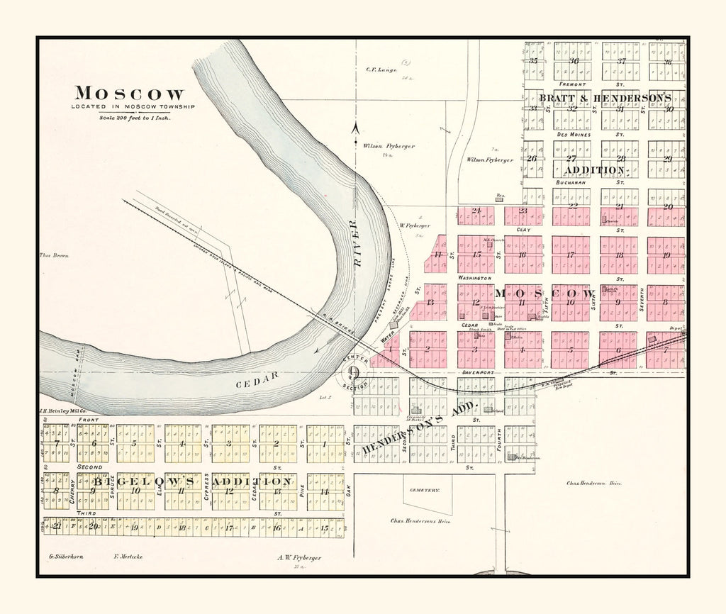 Vintage Map of Moscow, Iowa 1899