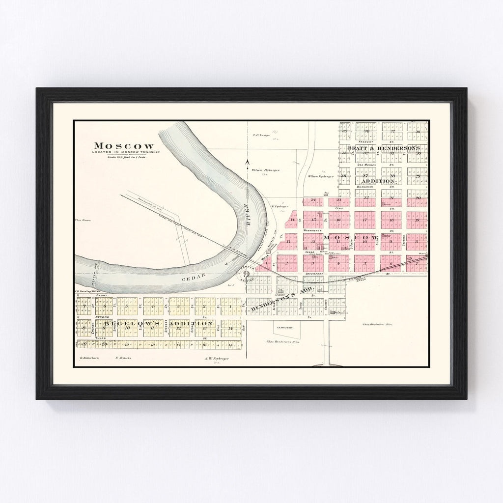 Vintage Map of Moscow, Iowa 1899