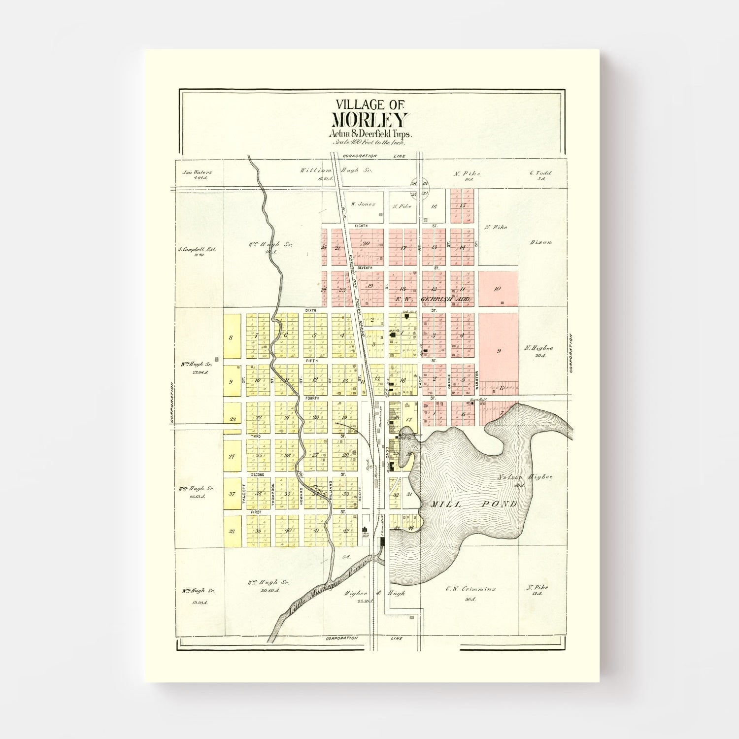 Vintage Map of Morley, Michigan 1900
