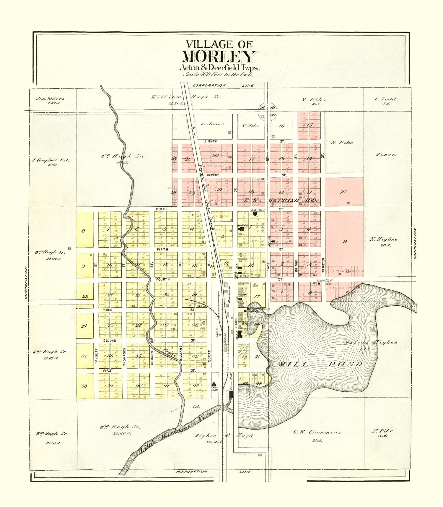 Vintage Map of Morley, Michigan 1900