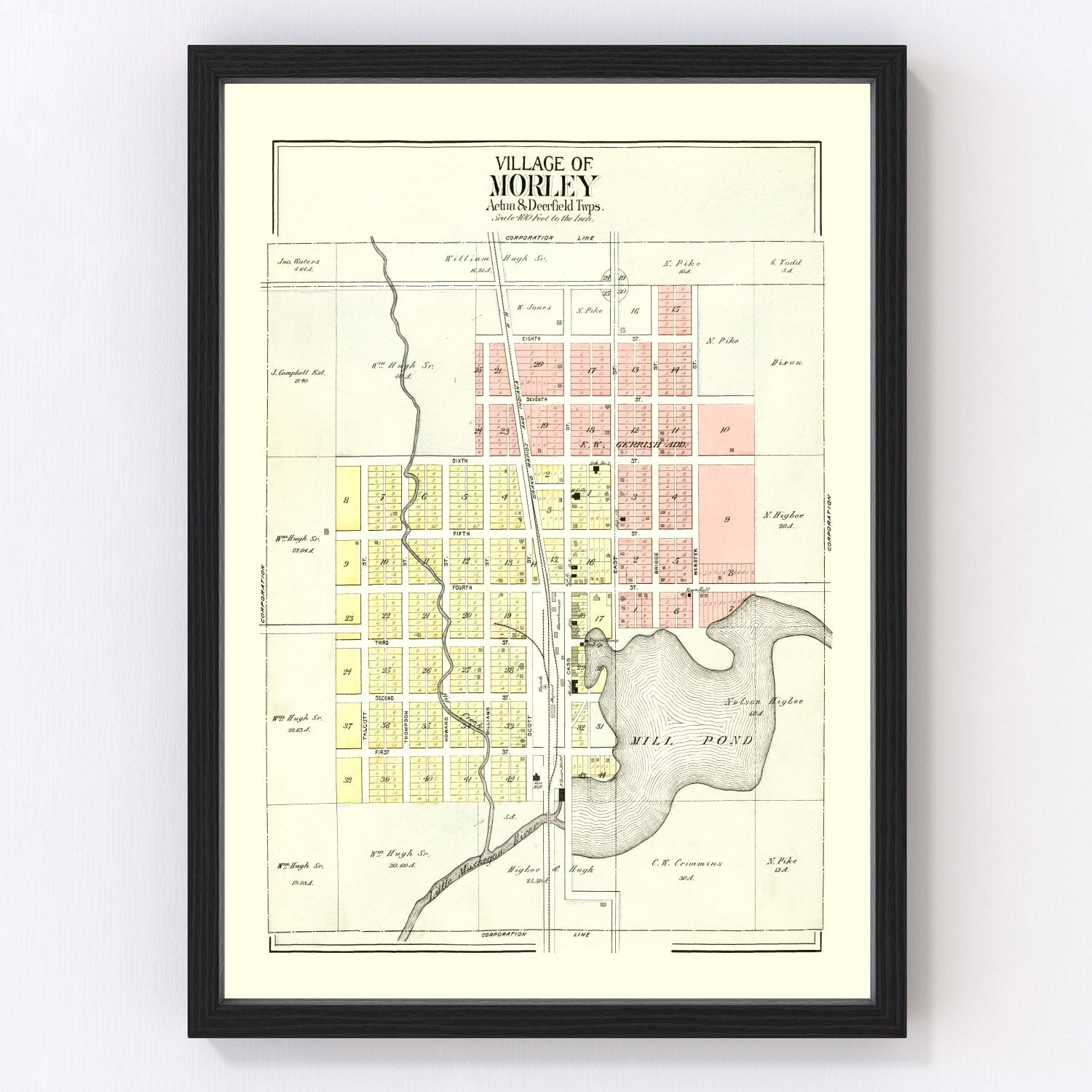 Vintage Map of Morley, Michigan 1900