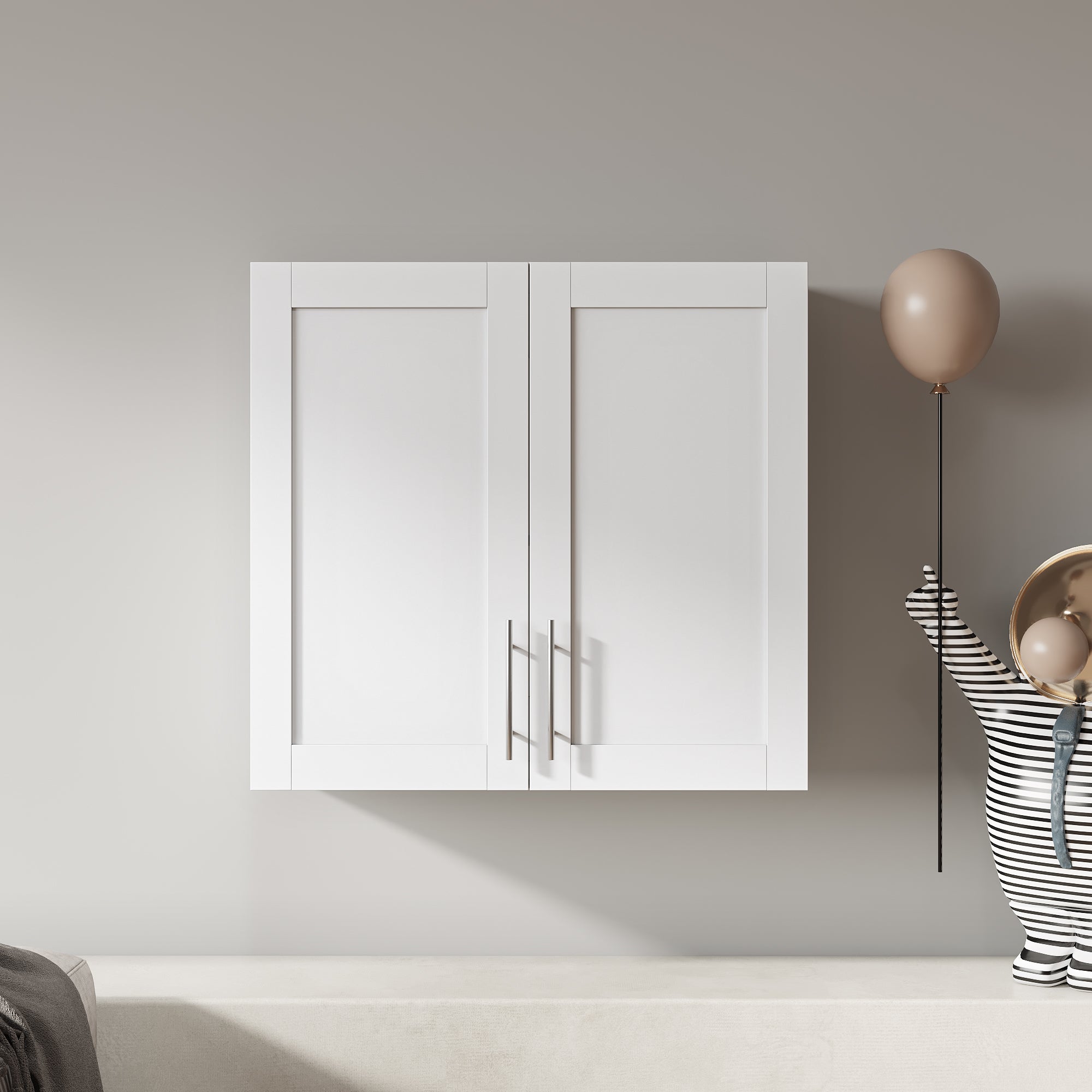 Stackable Wall Mounted Storage Cabinet, 11.81 'D x 31.50'W x 29.92 'H, White