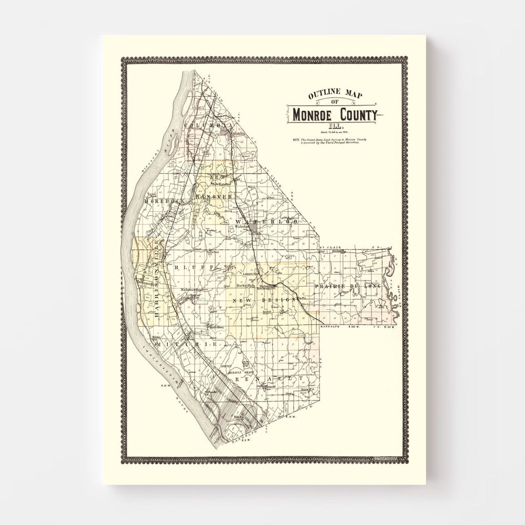 Vintage Map of Monroe County, Illinois 1901