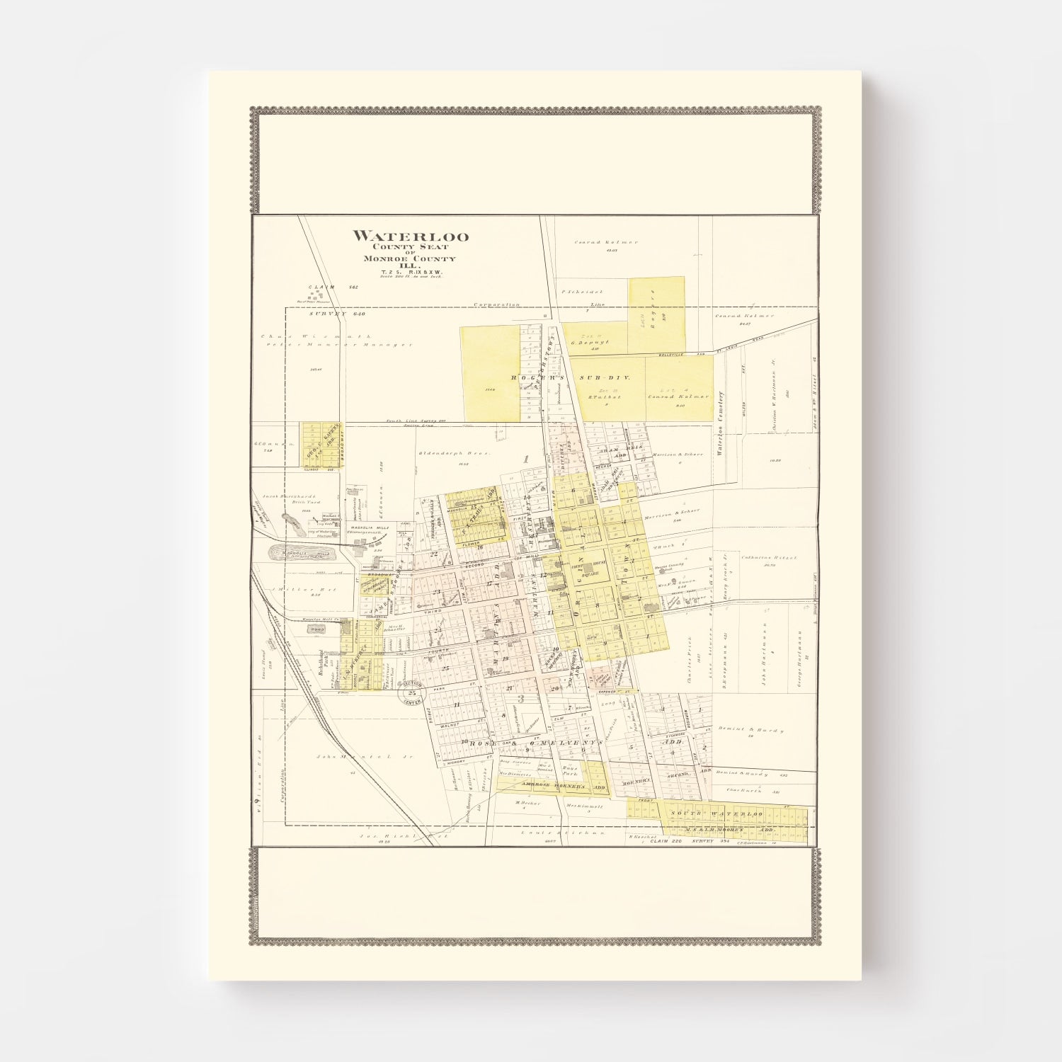 Vintage Map of Waterloo, Illinois 1901