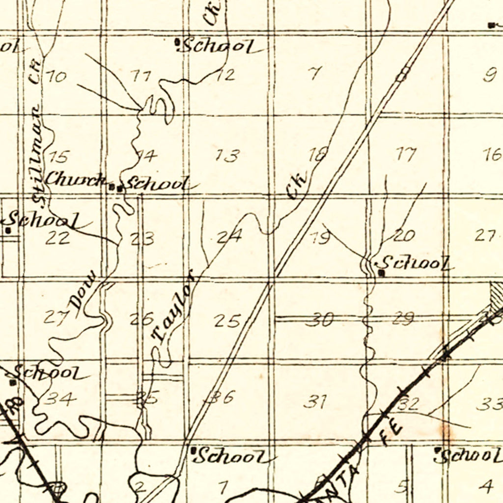 Vintage Map of Lyon County, Kansas 1901