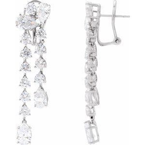 14K White Gold 9 1/2 CTW Lab-Grown Diamond Dangle Earrings – image 2