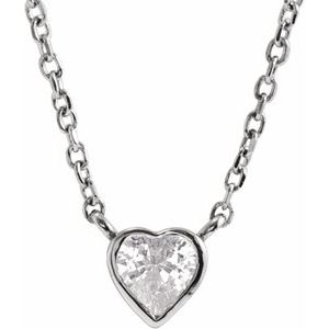 14K White Natural White Sapphire Bezel-Set 16-18" Necklace