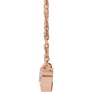 14K Rose Natural White Sapphire Bezel-Set 16-18" Necklace
