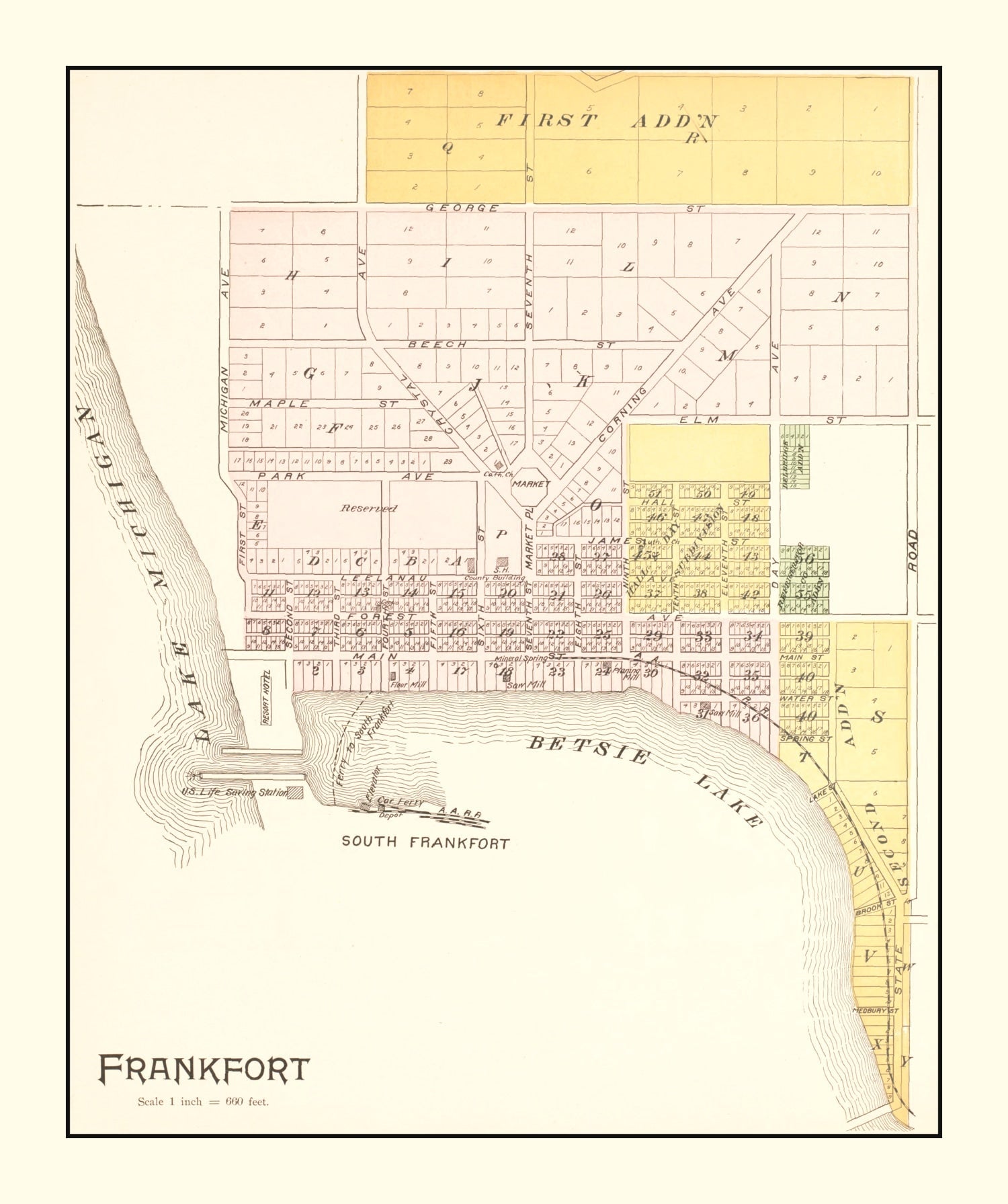 Vintage Map of Frankfort, Michigan 1901