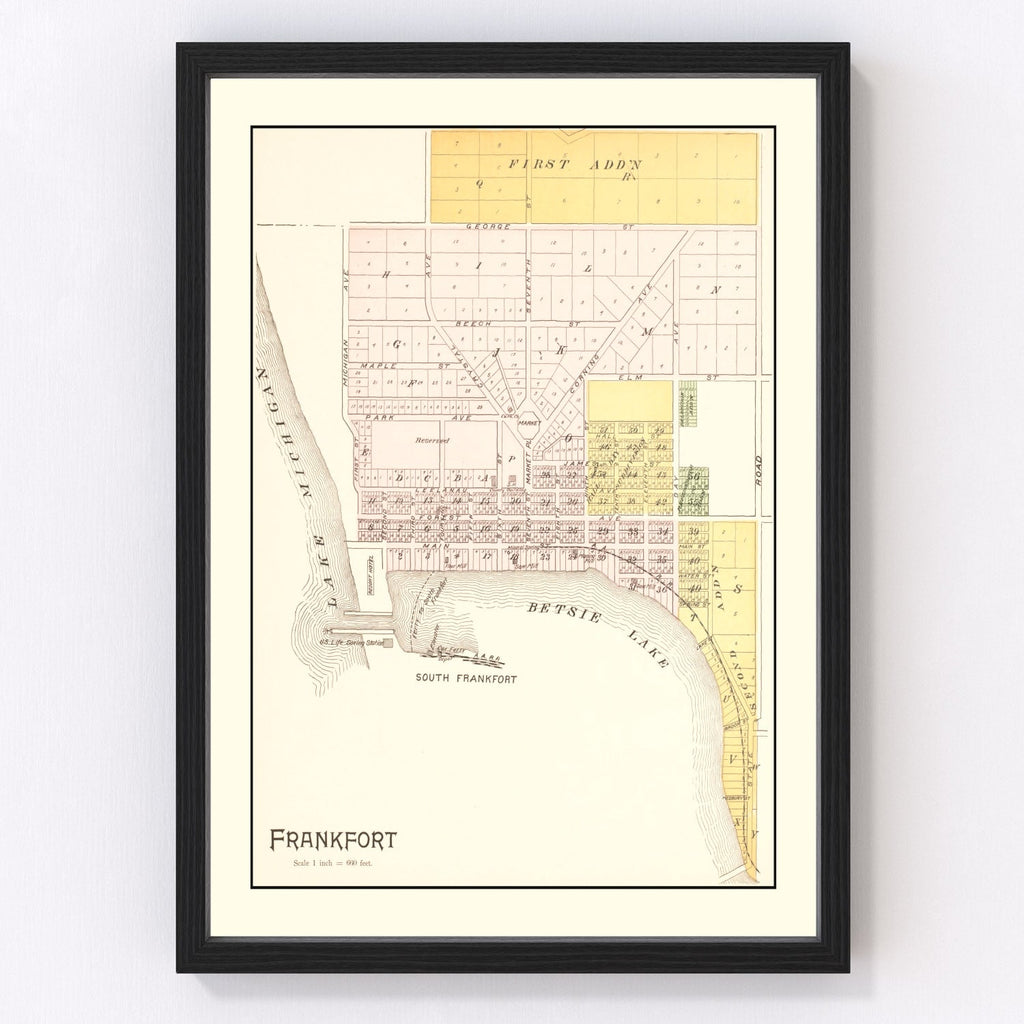 Vintage Map of Frankfort, Michigan 1901