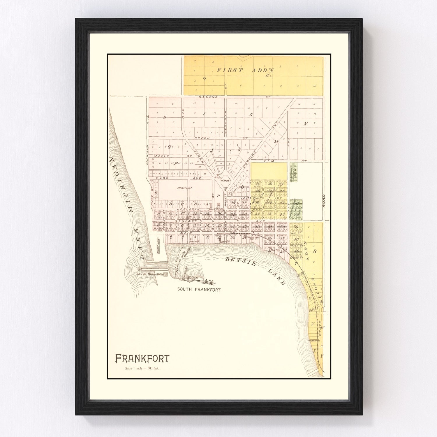 Vintage Map of Frankfort, Michigan 1901