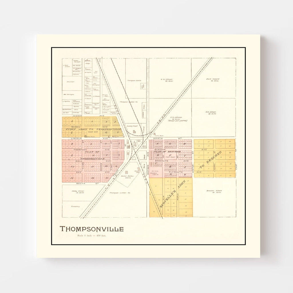 Vintage Map of Thompsonville, Michigan 1901
