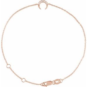 14K Rose Gold .04 CTW Natural Diamond Crescent Moon 6 1/2-7 1/2 Bracelet