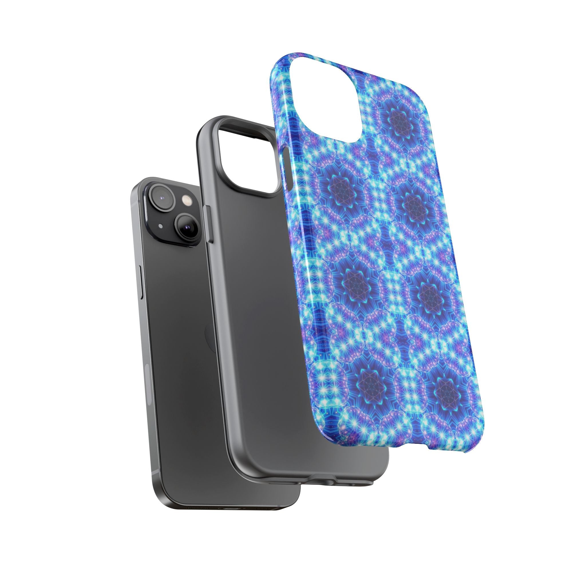 Blue Mandalas with Neon Lights Tough Phone Cases