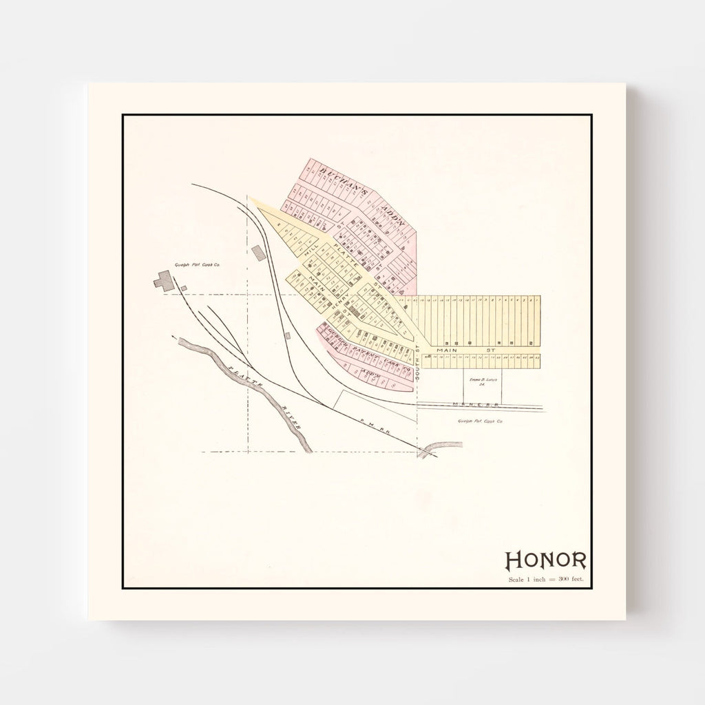 Vintage Map of Honor, Michigan 1901