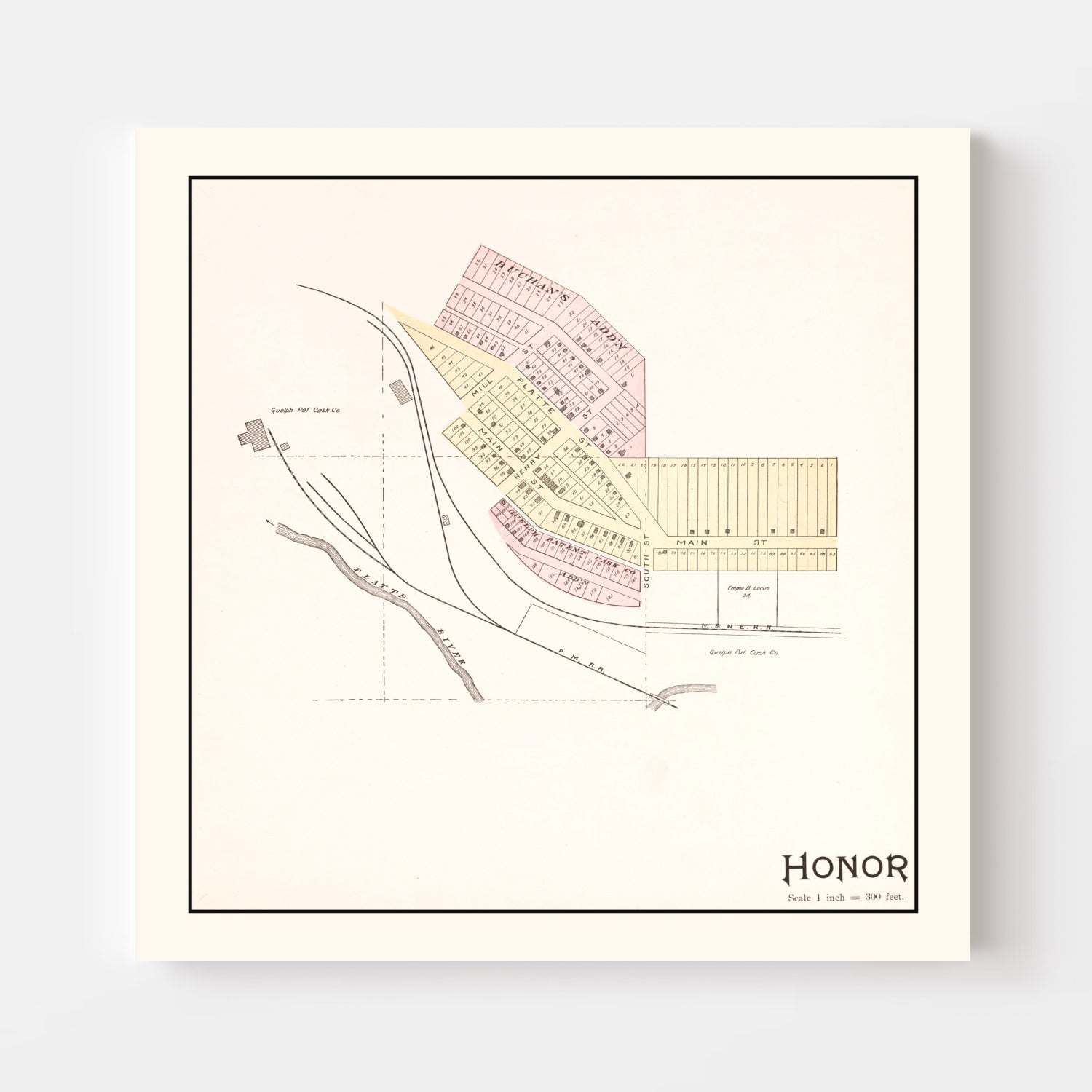 Vintage Map of Honor, Michigan 1901