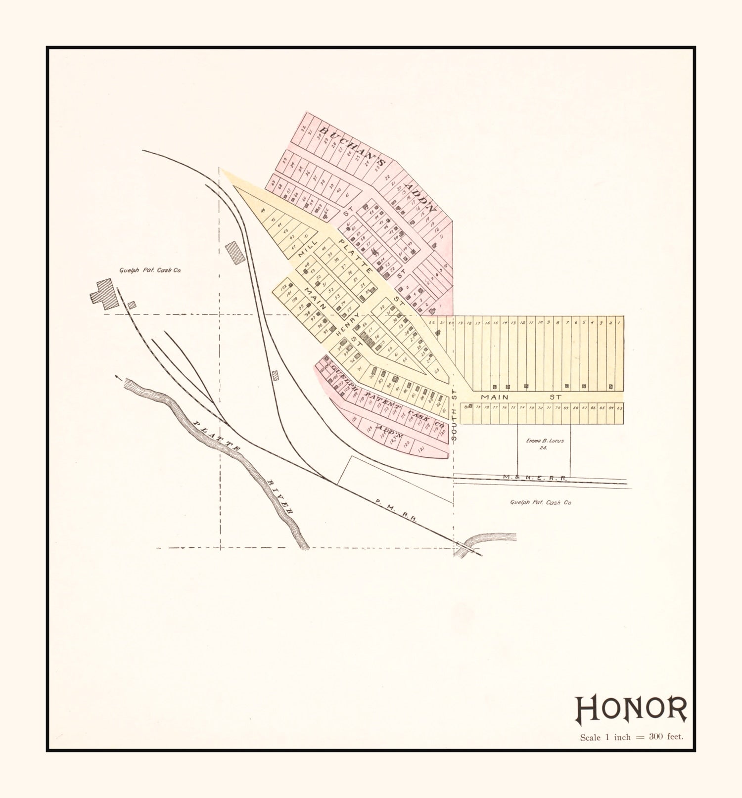 Vintage Map of Honor, Michigan 1901