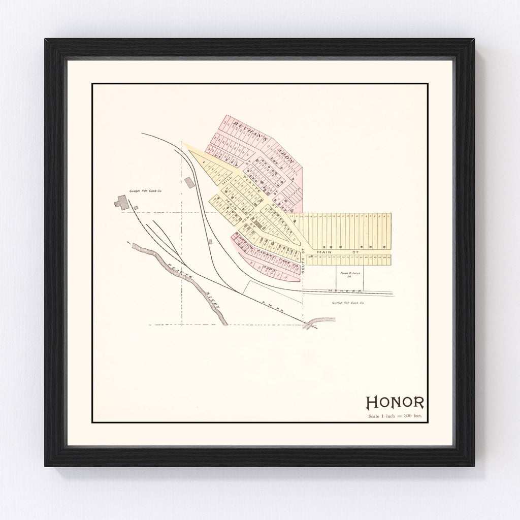 Vintage Map of Honor, Michigan 1901