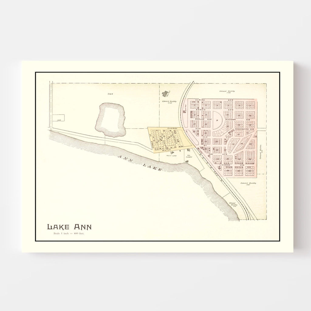 Vintage Map of Lake Ann, Michigan 1901