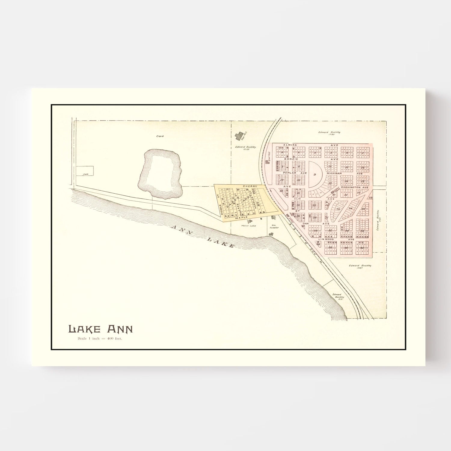 Vintage Map of Lake Ann, Michigan 1901