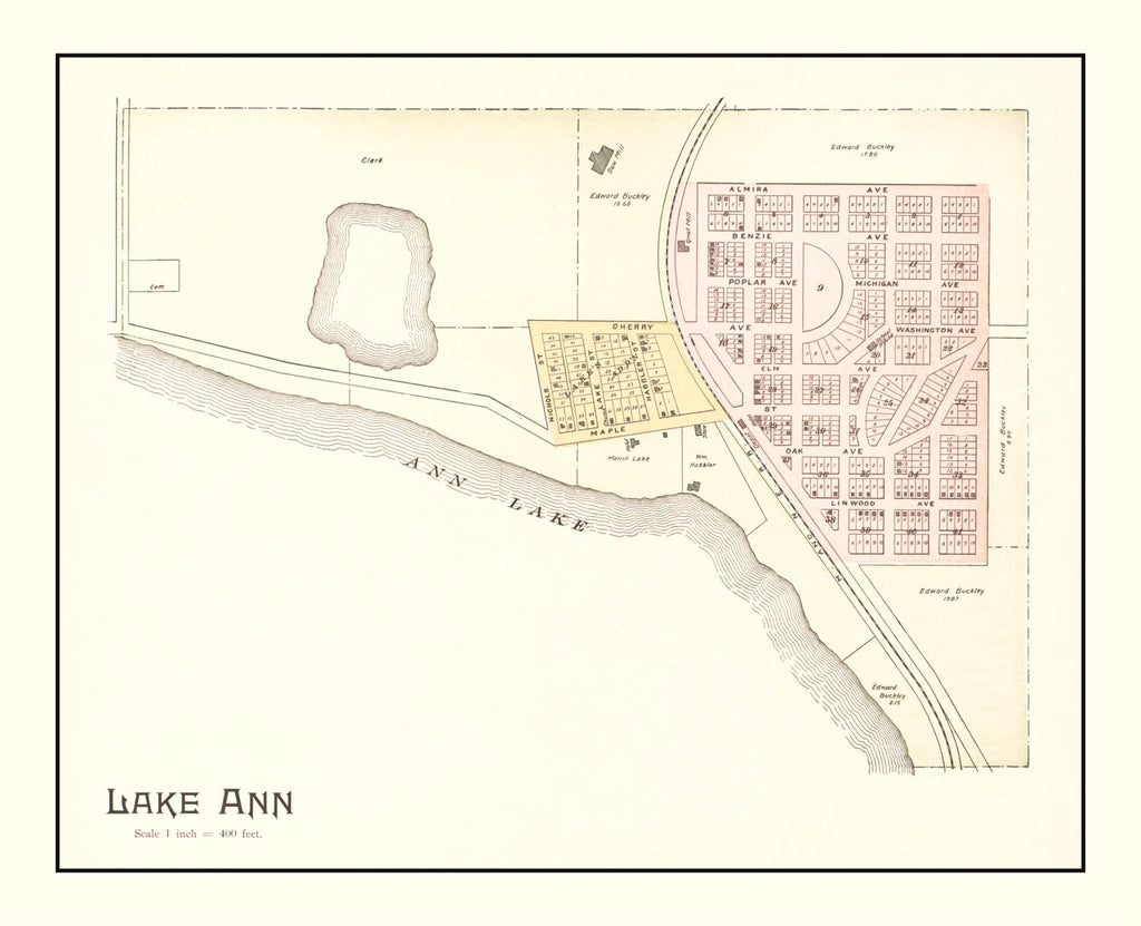Vintage Map of Lake Ann, Michigan 1901