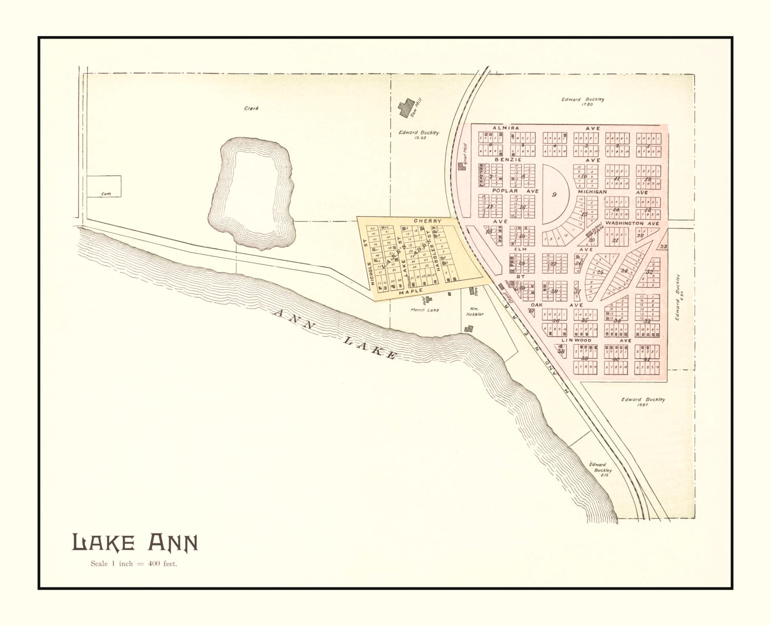 Vintage Map of Lake Ann, Michigan 1901