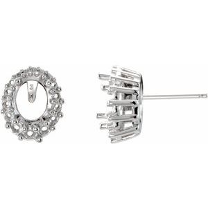 Sterling Silver & 14K White Gold 6x4 mm Oval Graduated Halo-Style Earring Mounting