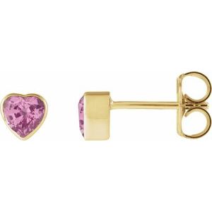 14K Yellow Gold Natural Pink Sapphire Stud Earrings