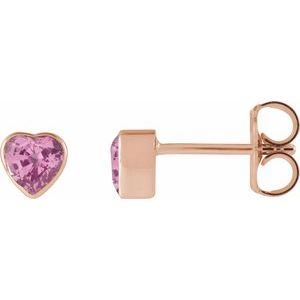 14K Rose Gold Natural Pink Sapphire Stud Earrings
