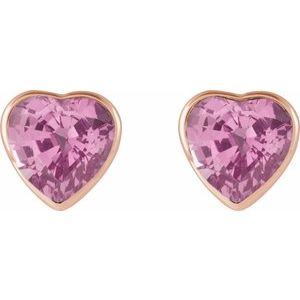 14K Rose Gold Natural Pink Sapphire Stud Earrings