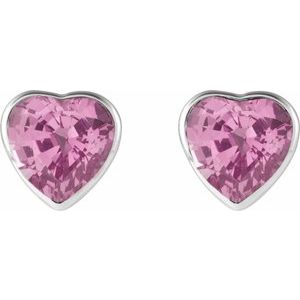 14K White Gold Natural Pink Sapphire Stud Earrings – image 2