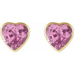 14K Yellow Gold Natural Pink Sapphire Stud Earrings