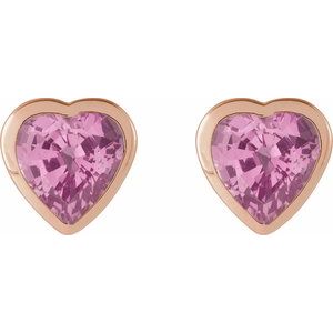 14K Rose Gold Natural Pink Sapphire Stud Earrings – image 2