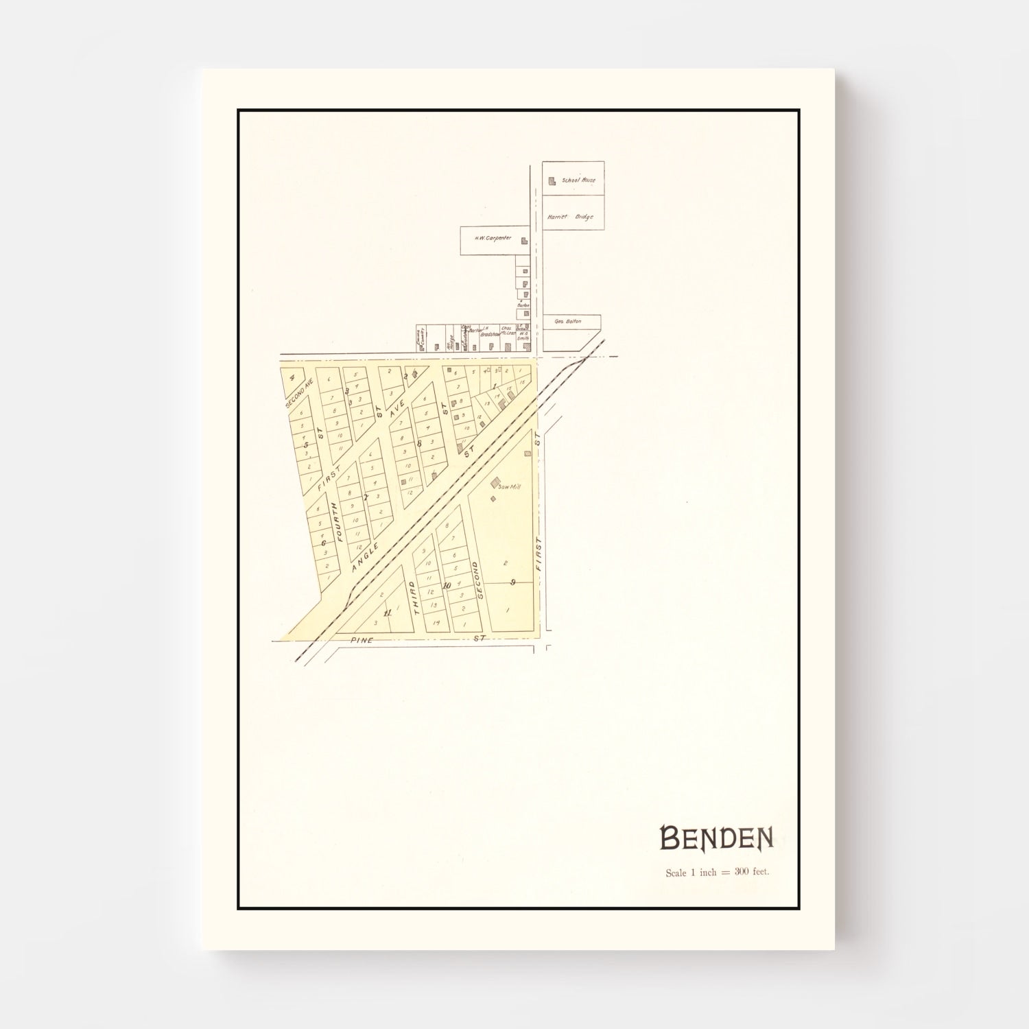 Vintage Map of Benden, Michigan 1901