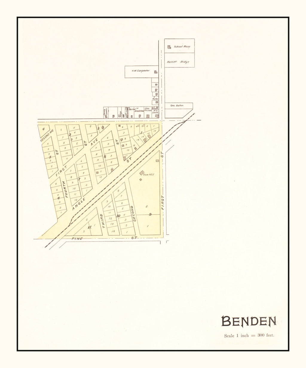 Vintage Map of Benden, Michigan 1901
