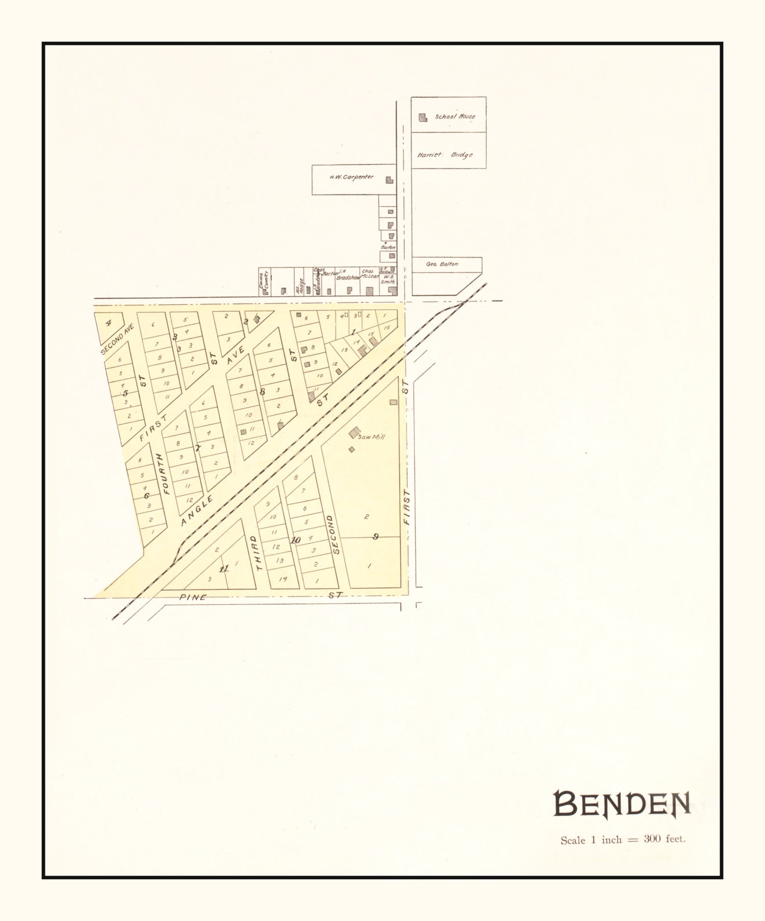 Vintage Map of Benden, Michigan 1901