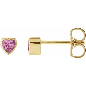 Heart Bezel-Set Stud Earrings