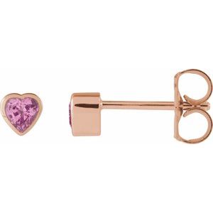 14K Rose Gold Natural Pink Sapphire Stud Earrings