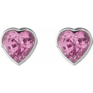 14K White Gold Natural Pink Sapphire Stud Earrings – image 2