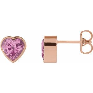 14K Rose Gold Natural Pink Sapphire Stud Earrings