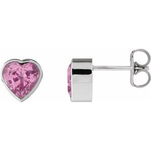 14K White Gold Natural Pink Sapphire Stud Earrings