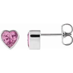 Platinum Natural Pink Sapphire Stud Earrings