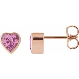 14K Rose Gold Natural Pink Sapphire Stud Earrings
