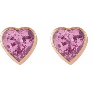 14K Rose Gold Natural Pink Sapphire Stud Earrings – image 2