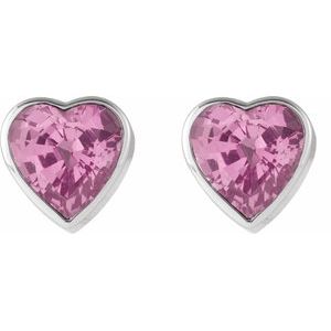 14K White Gold Natural Pink Sapphire Stud Earrings – image 2