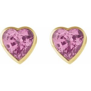 14K Yellow Gold Natural Pink Sapphire Stud Earrings – image 2