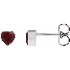 14K White Gold Natural Mozambique Garnet Stud Earrings